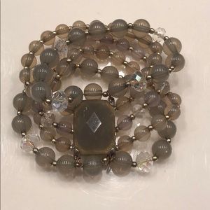 Green beaded multi-strand bracelet